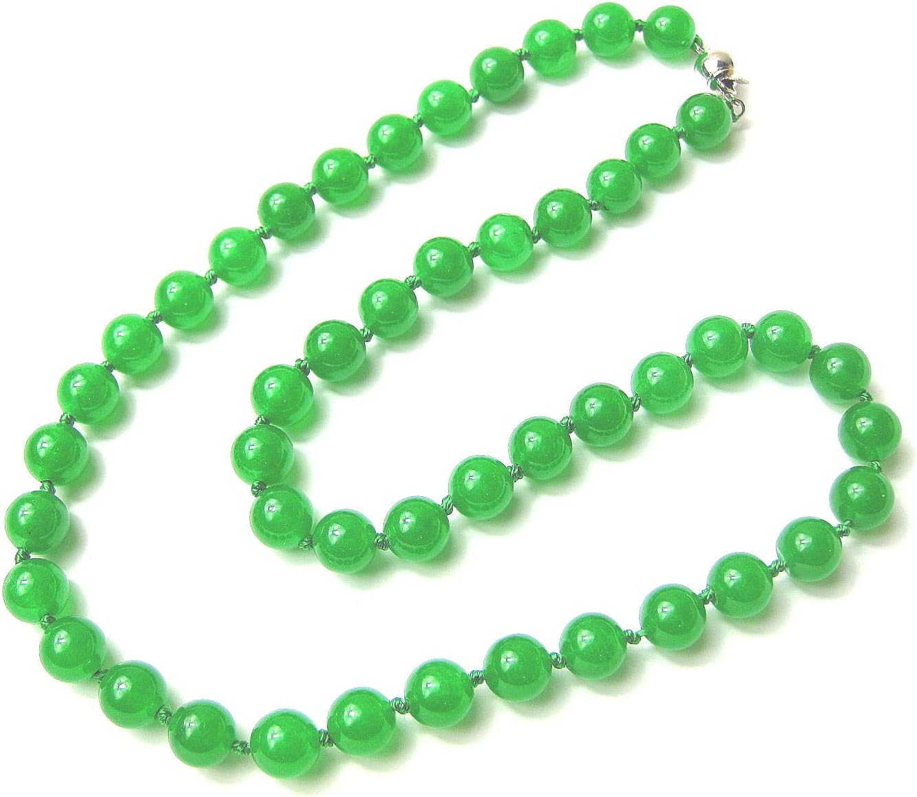 Win Pearl 8mm Green Quartzite Soapstone Necklace 18" Treated Beaded, Knotted, Strung Strand SKU#: nk-jd3-s8