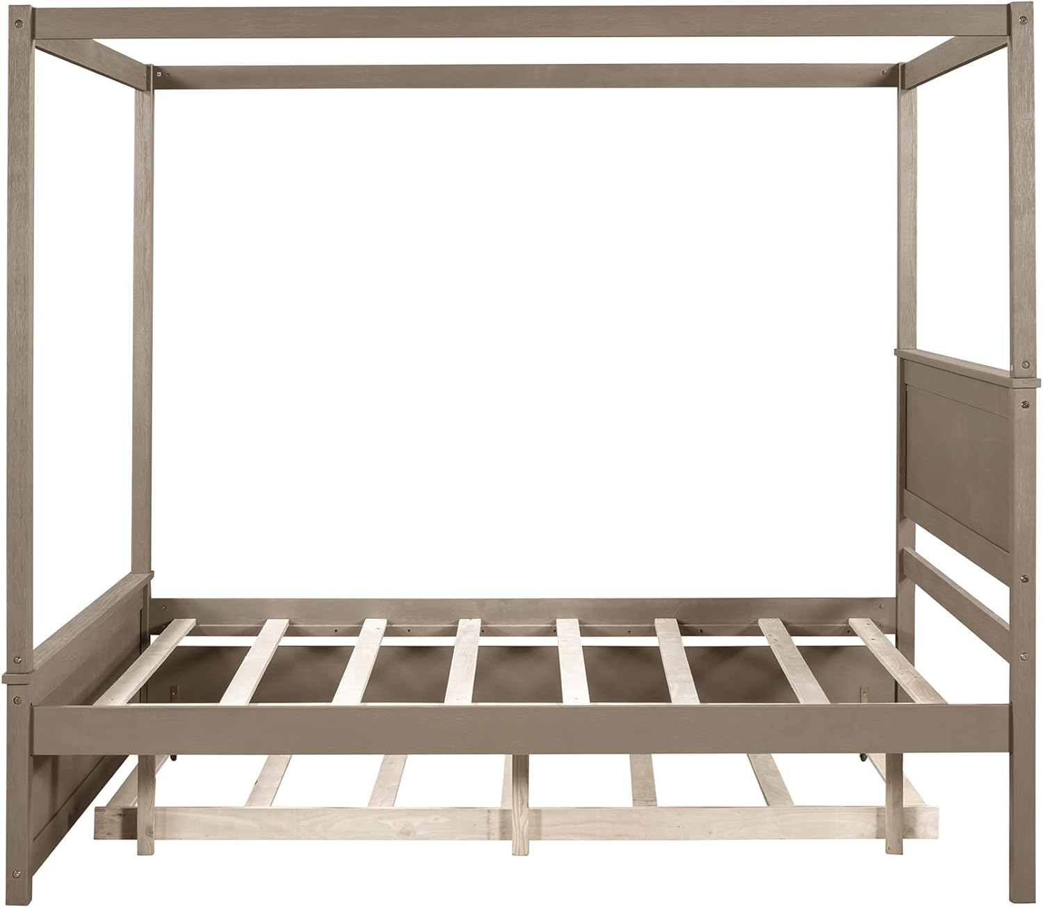 Aurrealdea view of the assembled canopy bed frame