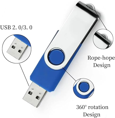 Miniatura 7 de Unidad flash USB memoria USB de 226oz unidad giratoria portátil de alta velocidad para tabletas portátiles azul