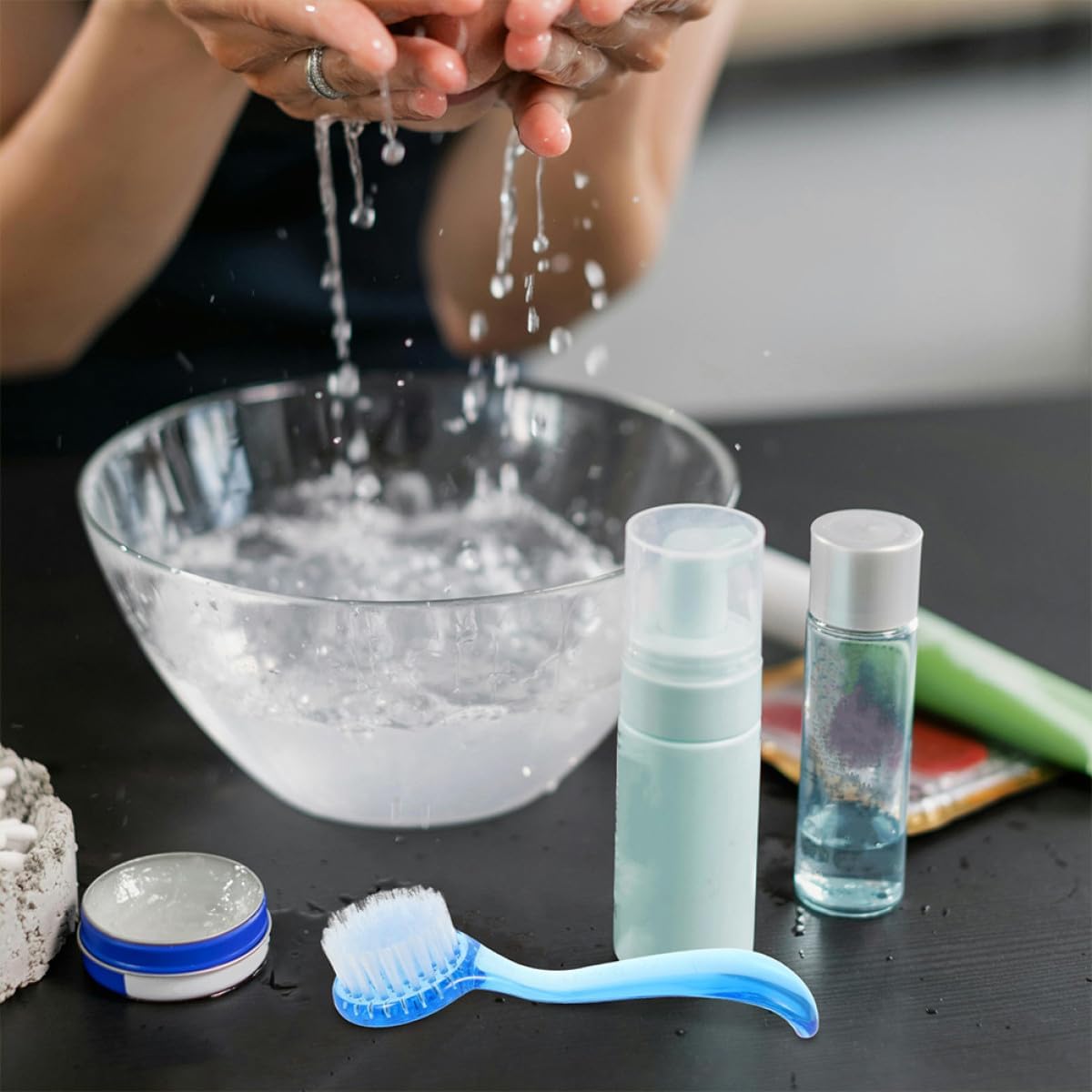 Alipis 3pcs Facial Cleansing Brush Set Large Blue Manual Exfoliating Face Scrubbing Brush Nose Cleansing Tool for Deep Skin Care and Gentle Daily Face Washing