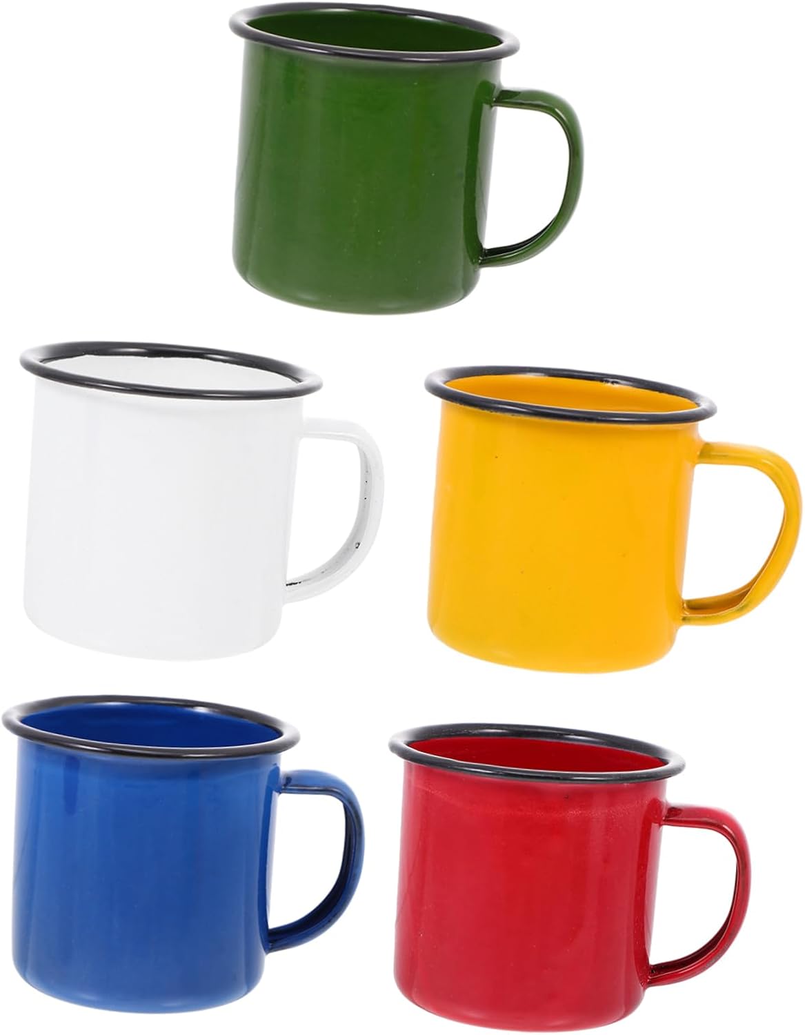 Cabilock 5pcs Vintage Enamel Wine Cups Retro Mugs for Tea and Juice Comfortable Grip Smooth Surface Capacity for Home and Outdoor Use