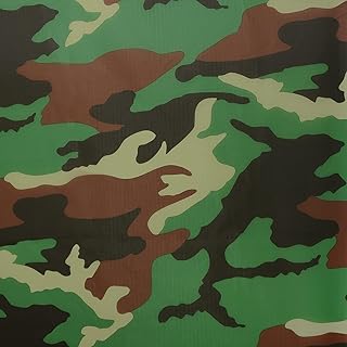 9KM DWLIFE Fabric, Camo Waterproof Ripstop Nylon Fabric 40D, 60x39 Inches, Lightweight, PU Coating,