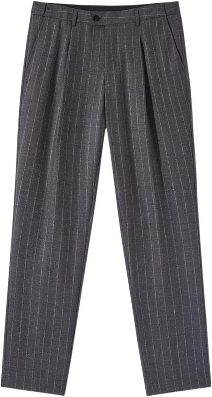 Men's Suit Pants Striped Straight Leg Winter Business Casual Office Work Dress Pants Trousers for Men