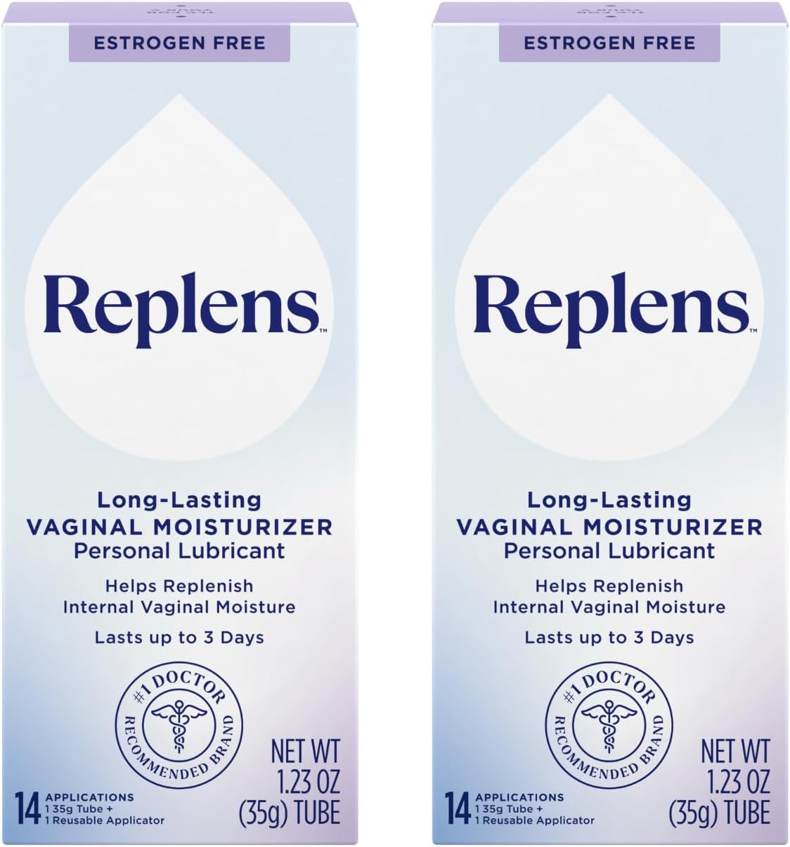 Replens Long-Lasting Vaginal Moisturizer, Relieves Vaginal Dryness for Up to 3 Days, Fragrance Free, 14 Applications