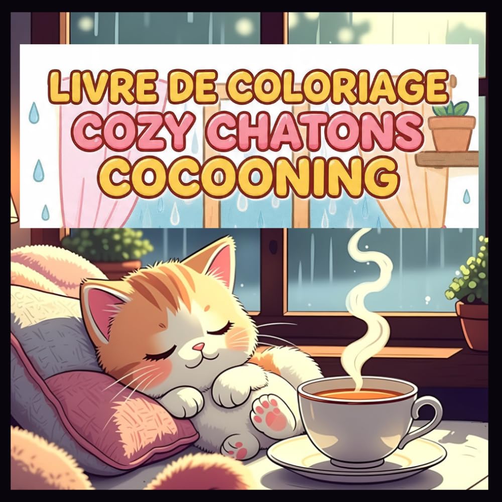 Livre de Coloriage Cozy Chatons Cocooning: Scènes Cozy Adorables et Relaxantes de Chatons avec Thé Chaud, Fenêtres Pluvieuses et Moments Douillets – ... Apaisants pour Enfants et Amateurs de Chats