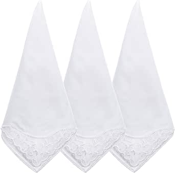 BonjourMrsMr Damen Taschentücher Weiß - Baumwoll-Stickerei Hochzeits-Hankies Traditionell