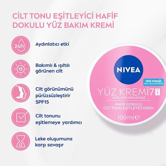 NIVEA Skin Tone Synchronizer Face Cream 100ml, Equal Skin Tone, 24 Hour Moisturizing Face Cream, Sunscreen with SPF15, Fast Absorption, Helps Prevent Skin Stain Formation, For Sensitive Skin