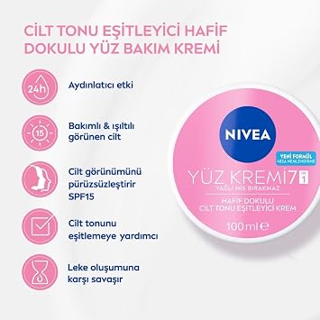 NIVEA Skin Tone Synchronizer Face Cream 100ml, Equal Skin Tone, 24 Hour Moisturizing Face Cream, Sunscreen with SPF15, Fast Absorption, Helps Prevent Skin Stain Formation, For Sensitive Skin