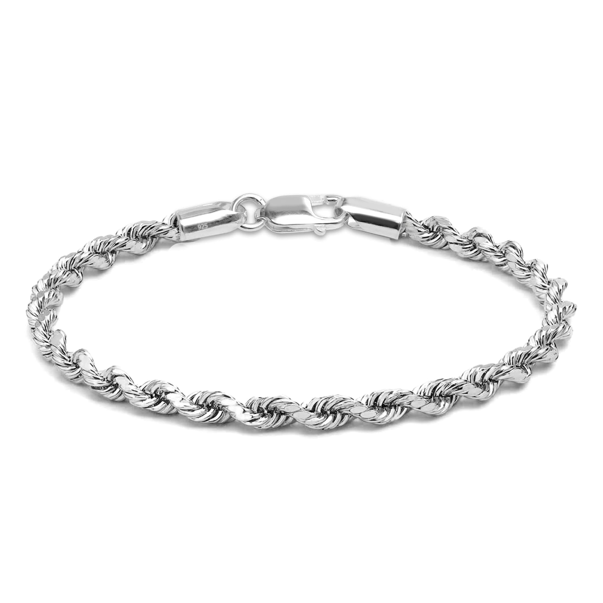 truesilver acpl 925 Sterling Silver BIS Hallmarked 4 MM Italian Diamond-Cut Rope Chain Bracelet for Men Women and Girls (6.5, 7, 7.5, 8, 8.5 Inches)-picture-27