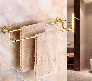 All Copper Towel Rack Gold Double Pole Towel Rack Wall Light Processing for Bathroom Kitchen Office-D 70cm28inch C 60cm24inch