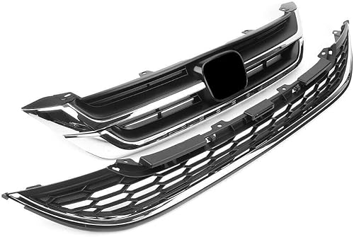 Miniatura 2 de Rejilla de parachoques compatible con Honda CRV CR-V 2010 2011 negro cromado parachoques delantero inferior + rejilla superior