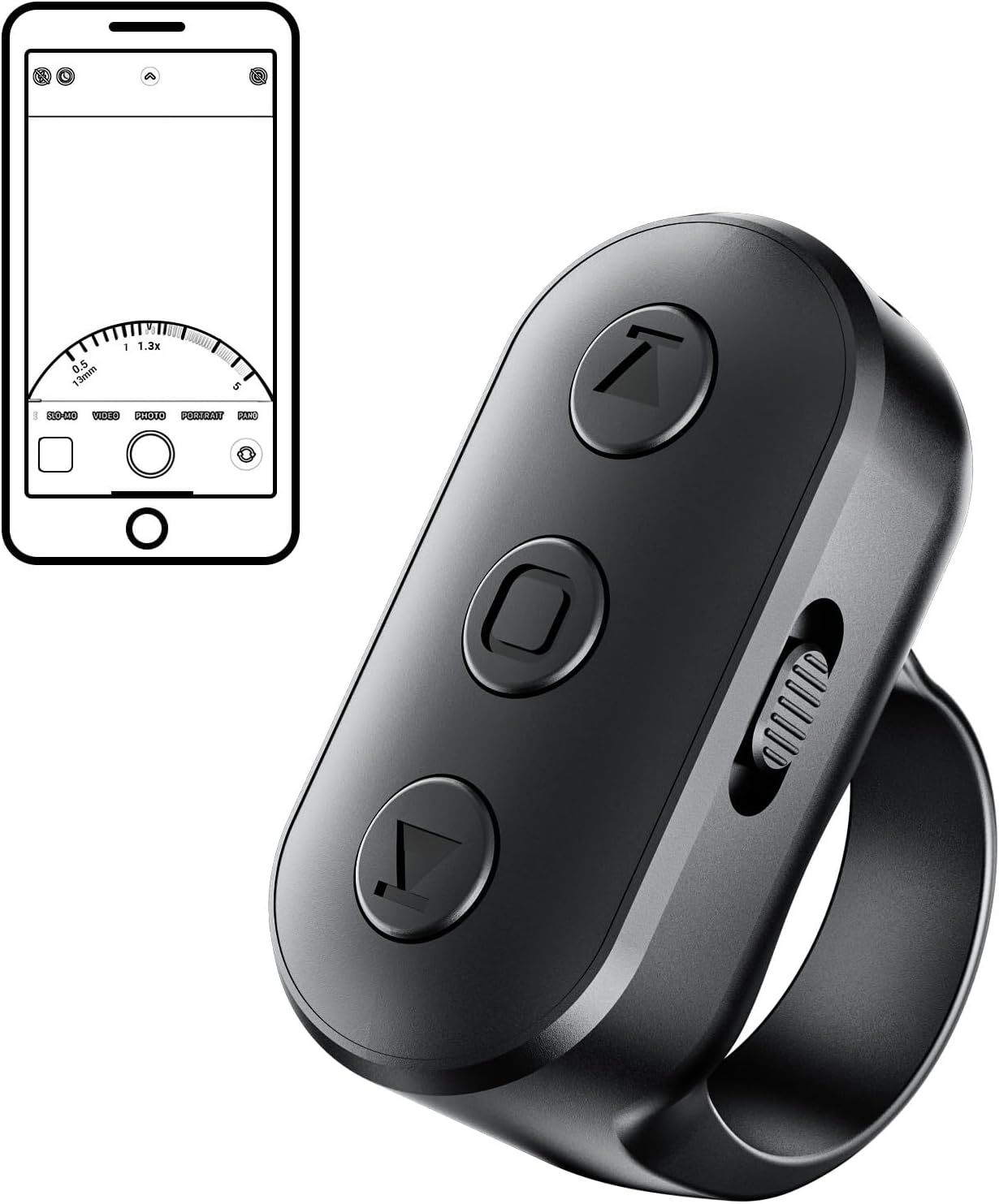 Phone Camera Remote Control with Zoom for iPhone & Android, Rechargeable Bluetooth Camera Remote with Front/Rear Camera Switch, Fingertip Wireless Bluetooth Clicker for Photo & Video Recording.