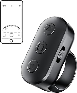 Phone Camera Ring Remote Control with Zoom in/Out, Rechargeable Shutter with Front/Rear Camera Switch for iPhone Android iPad, Hands Free Remote Ring for Photo & Video Recording Content Creator