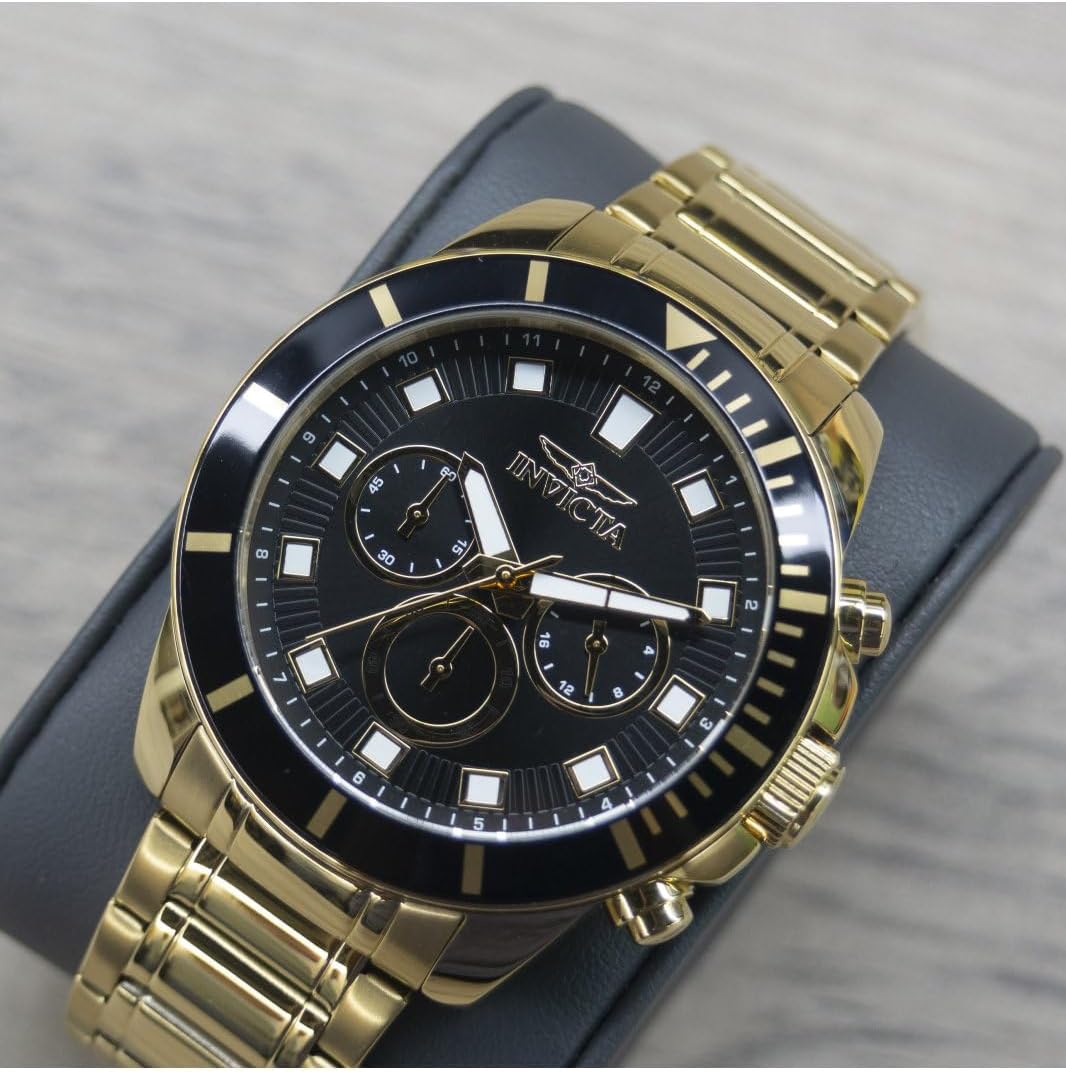 Invicta Pro Diver Chronograph GMT Quartz Black Dial Men's Watch 46042, Gold