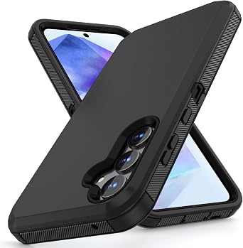 Jiunai for Samsung Galaxy A55 Case Rugged Port Cover Shockproof Tough Black | Heavy Duty Dual Layer Protective Dust Proof Hybrid Matte Phone Cases for Samsung A55 5G 6.6 Woman Man Teens School Outdoor