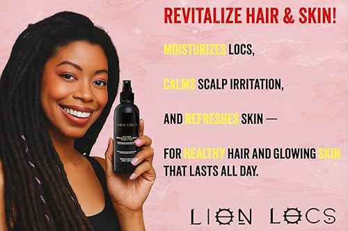 Miniatura 3 de Lion Locs - Spray de agua de rosas para rastas, rastas, trenzas, rastas sintéticas, trenzas de ganchillo, gemelas con aloe, aceites esenciales,