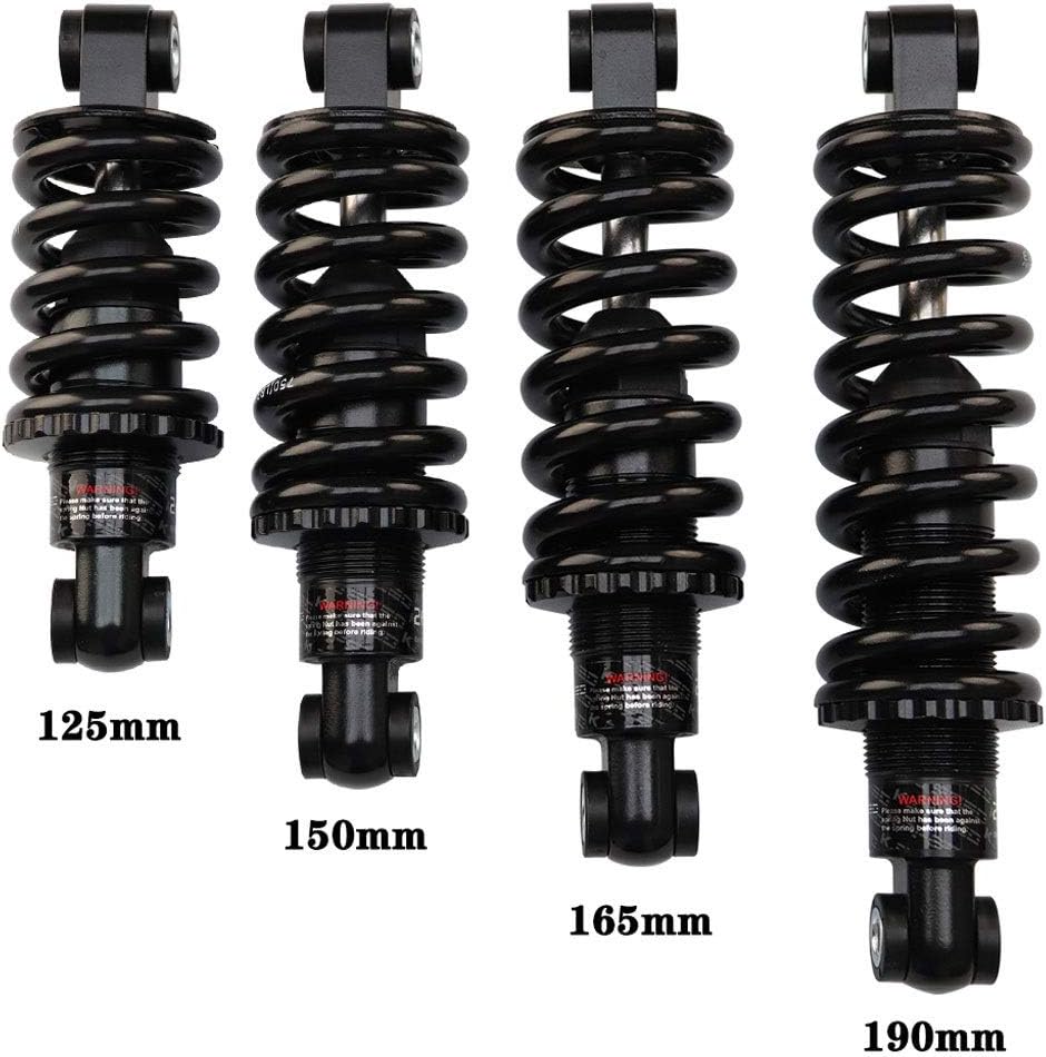 GS-121A Mountain Bike Rear Shock Absorber 125mm/ 150mm/ 165mm/ 190mm Suspension Spring 200 Lbs, 250 Lbs, 300 Lbs, 350 Lbs (Color : 165mm, Size : 200 lbs)