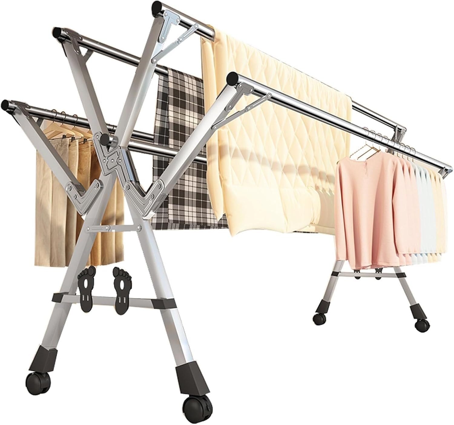 Tendedero Plegable De Acero Inoxidable De Alta Resistencia, Solución Portátil para Secar La Ropa En Interiores Y Exteriores. 200cm