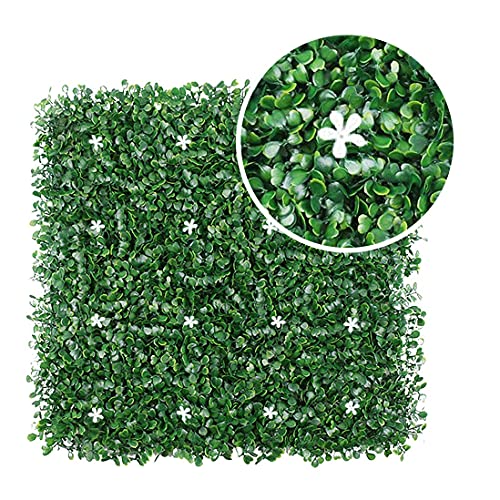 Artificial Hedge Boxwood Panels Plant Faux Greenery Panels UV Protected Privary Screen Indoor Outdoor Use Garden Fence Home Decor Greenery Panels Wall Pack of 6 Pieces 20''x 20''