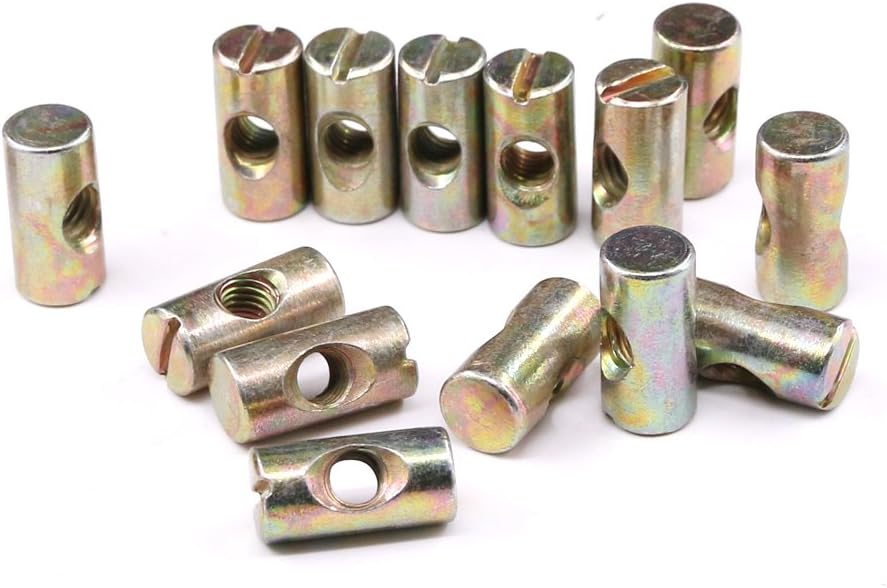 Hilitchi 20-Pcs M6 Pozidriv Slotted Barrel Nuts Cross Dowels Slotted Nuts for Furniture Beds Crib Chairs - M6 x 20mm