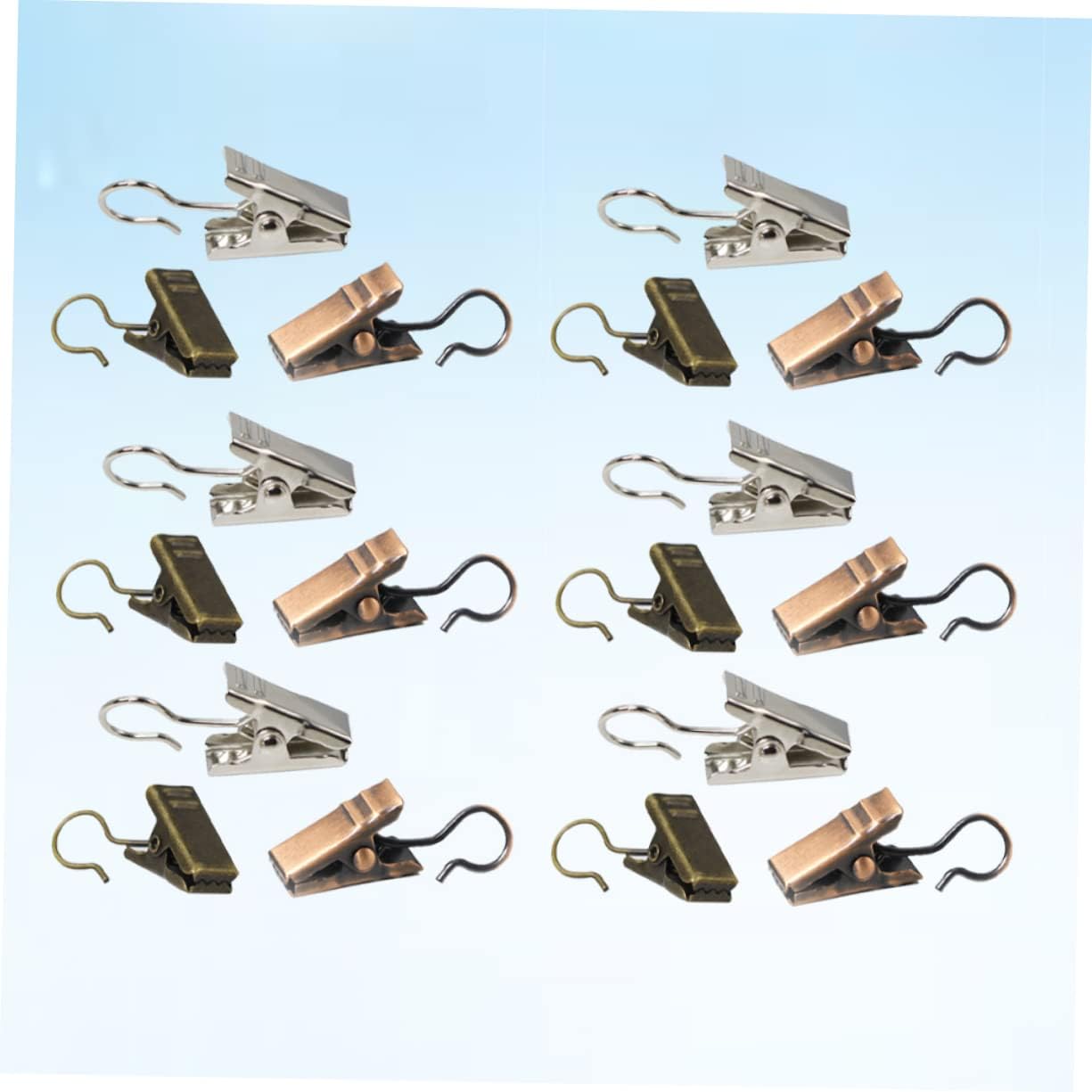 Cabilock 180pcs Stainless Steel Metal Clip Curtain Hooks Easy to Install Photo Clips for Shower Curtains Drapes and Home Decor Random Colors Antique Antique