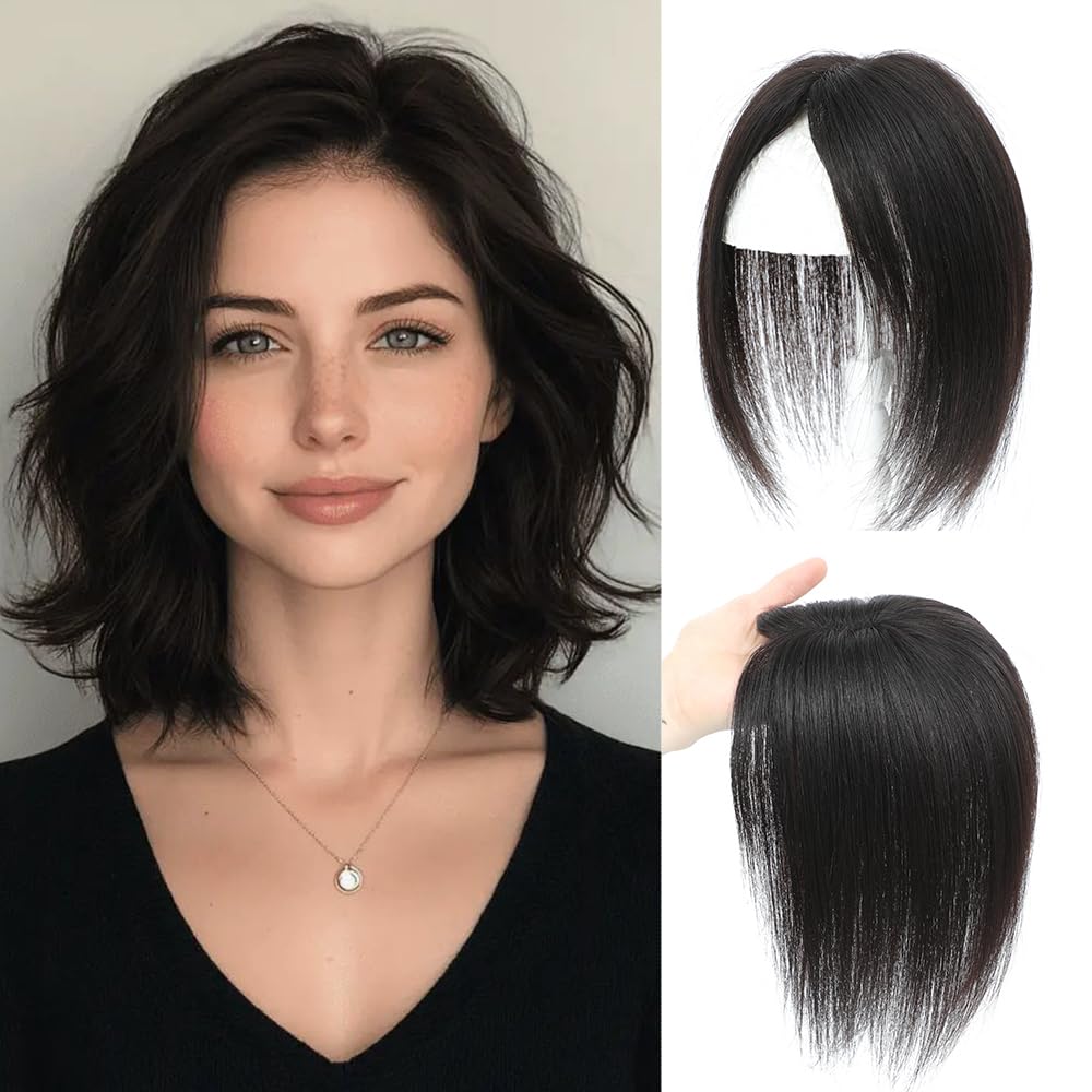 Human Hair Topper 10 Inch Swiss Base Glue-Free Hairpiece for Women Amazon.com : GULALUUK Hair Toppers for Women Real Human Hair  main image 3