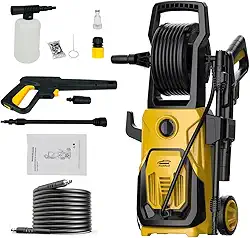 Lavadora de Alta Pressão 2000W, 127V, 120 Bar, 8 L/min, Com um Carretel de Mangueira Giratório, Cabo INMETRO e Rodas Móveis, Ideal para Limpeza Residencial, Carros, Garagens e Pátios (127V)