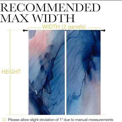 Miniatura 4 de Cortinas azules para Ventanas Cortinas abstractas de acuarela para puertas de patio, 72 pulgadas de ancho por 85 pulgadas de largo