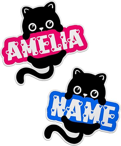 Miniatura 11 de Calcomanía de nombre personalizada, calcomanías de nombre de princesa rosa intenso, calcomanía de vinilo impermeable personalizada para botella