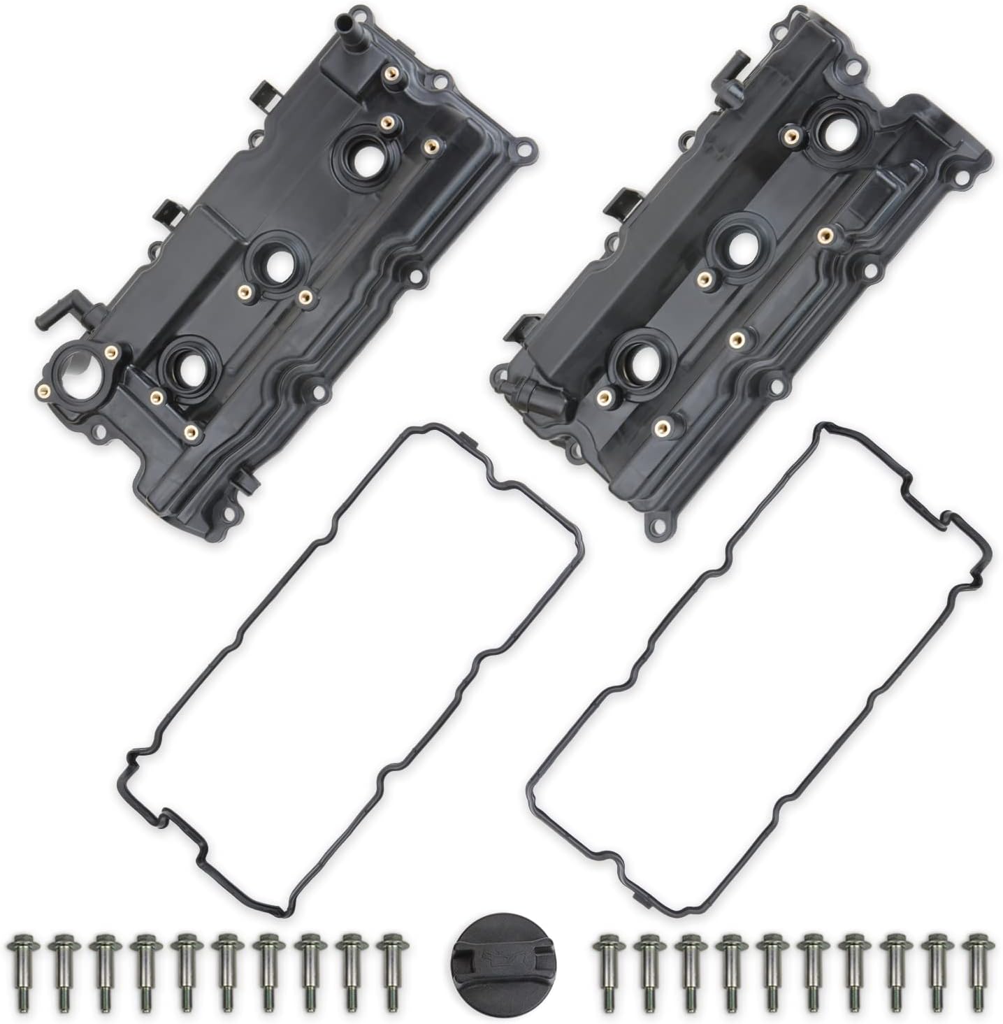 MITZONE Valve Cover Set Left and Right with Gasket Bolts Compatible with 2002-2004 Nissan Pathfinder Infiniti QX4 3.5L Replace 13264-5W51A 13264-5W510
