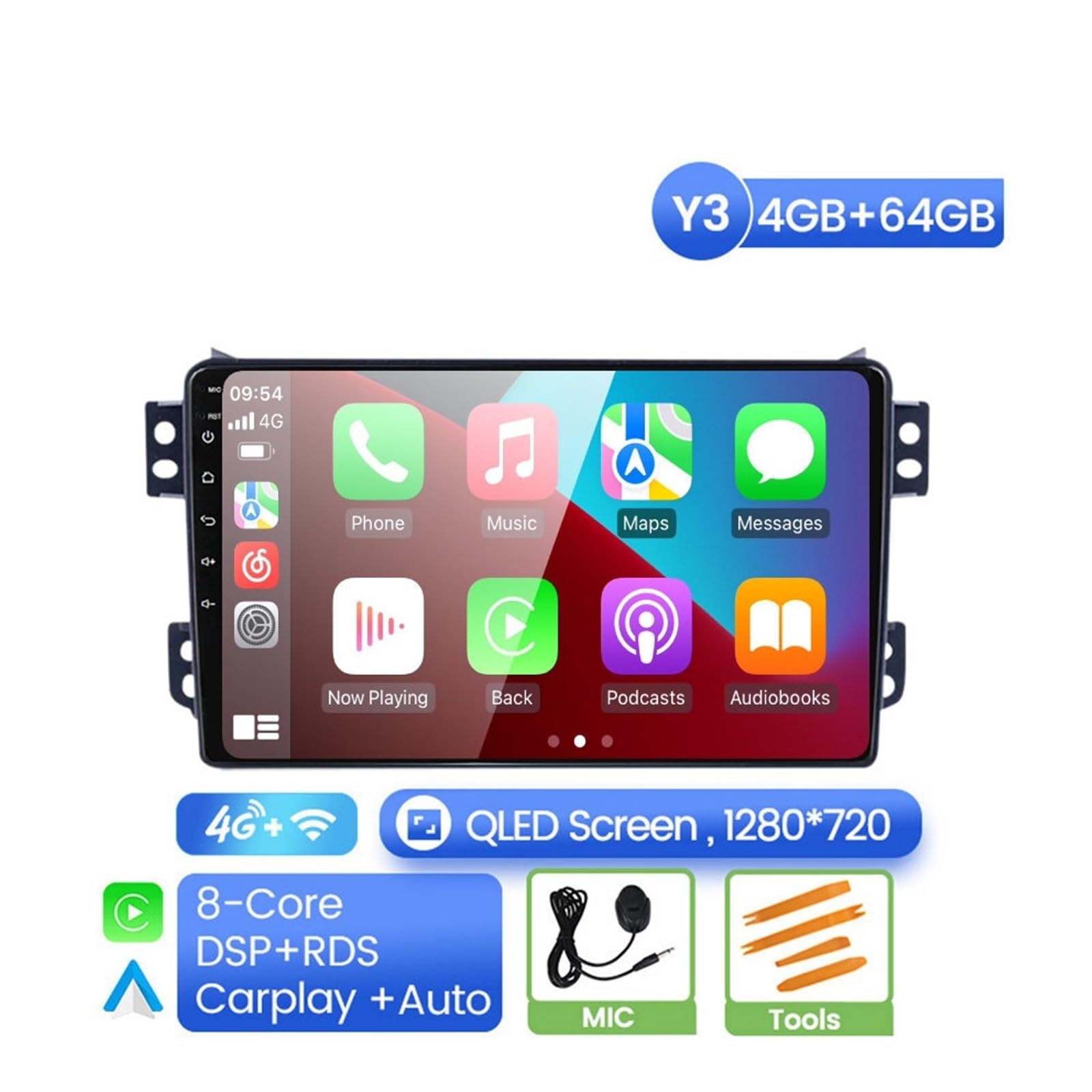 Nawigacja satelitarna Odtwarzacz Radia Samochodowego Nawigacja GPS Stereo(4G 64G)