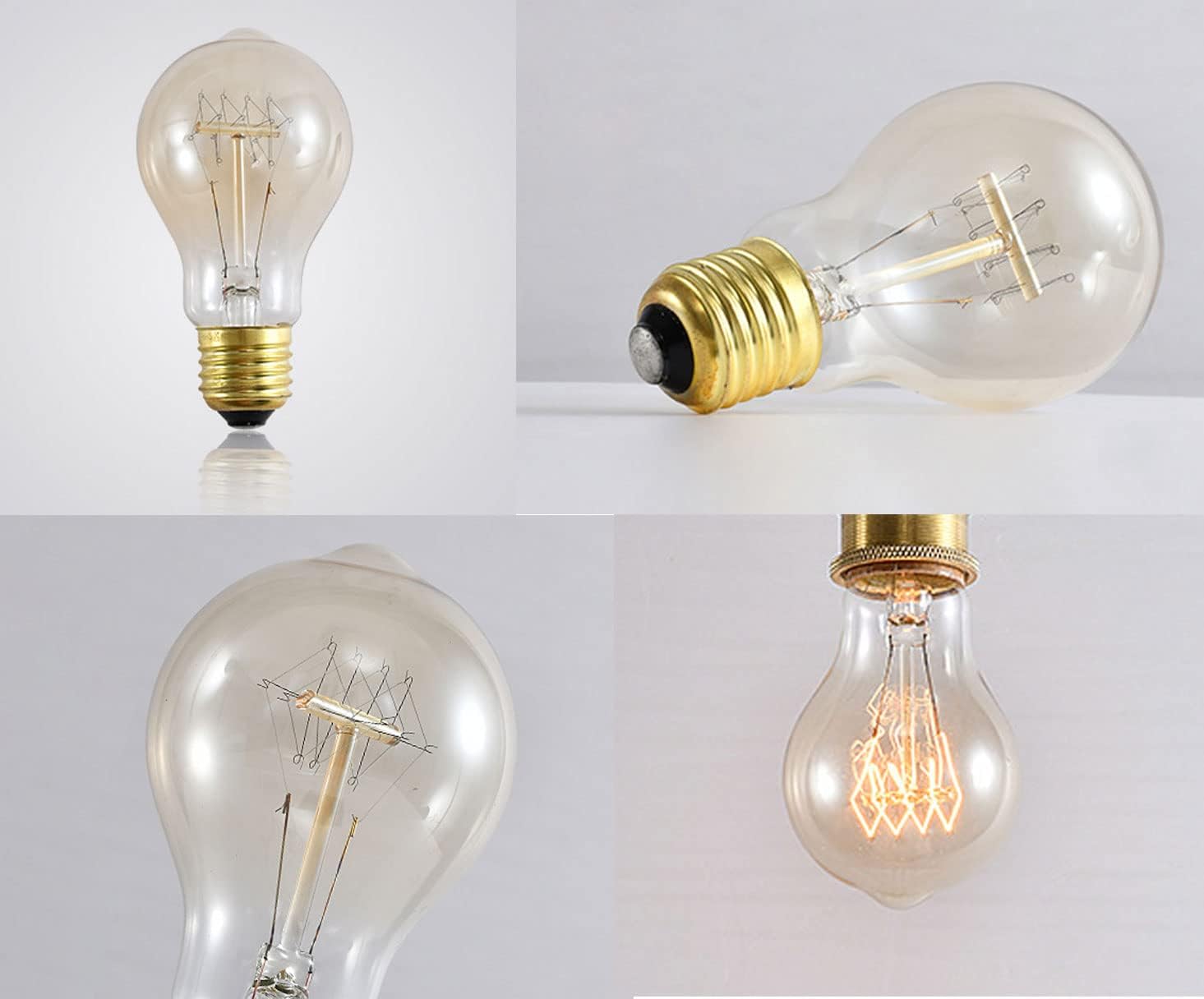 A19 LED Edison Light Bulbs, 40W Equivalent E26 Base Antique LED Bulbs for Home Lighting, Warm White 2200K LED Filament Bulb, E26 Medium Base, Amber Glass, 110 Volts, Pack of 6