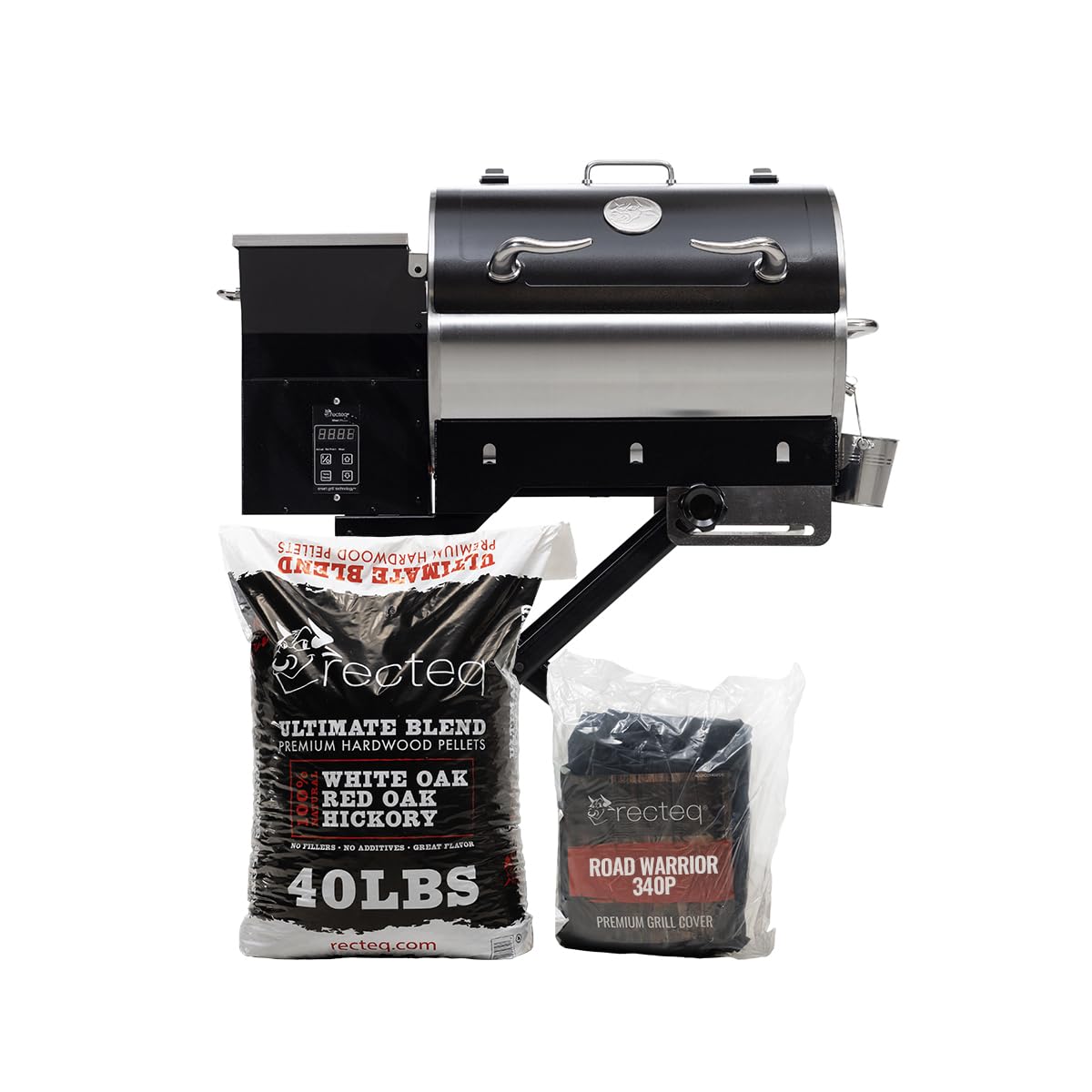 recteq Pellet Grill - Road Warrior 340 + Grilling Basics Bundle, Portable Electric Pellet Smoker Grill, BBQ, Wood Pellets, Sear, Smoke, and More