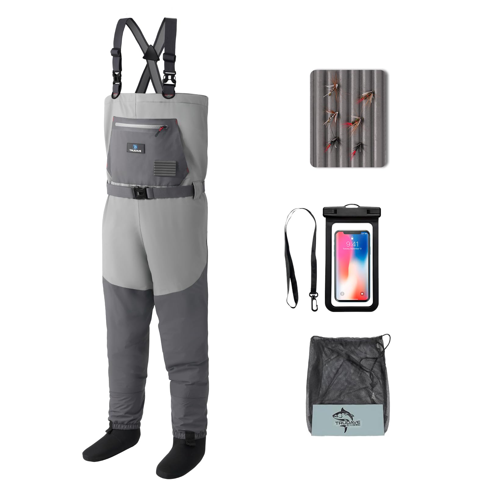 Photo 1 of Trudave Fishing Waders, Waterproof Chest Waders for Men & Women, Lightweight Fly Fishing Stockingfoot Waders for Hunting