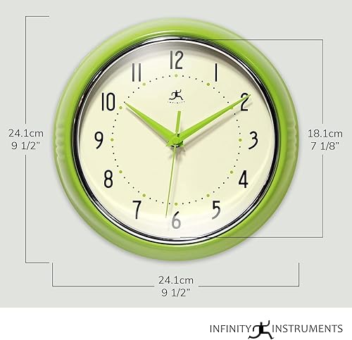 Miniatura 2 de Infinity Instruments LTD. Reloj de pared retro de 9 pulgadas, silencioso, sin tictac, moderno, de mediados de siglo, para cocina, comedor,