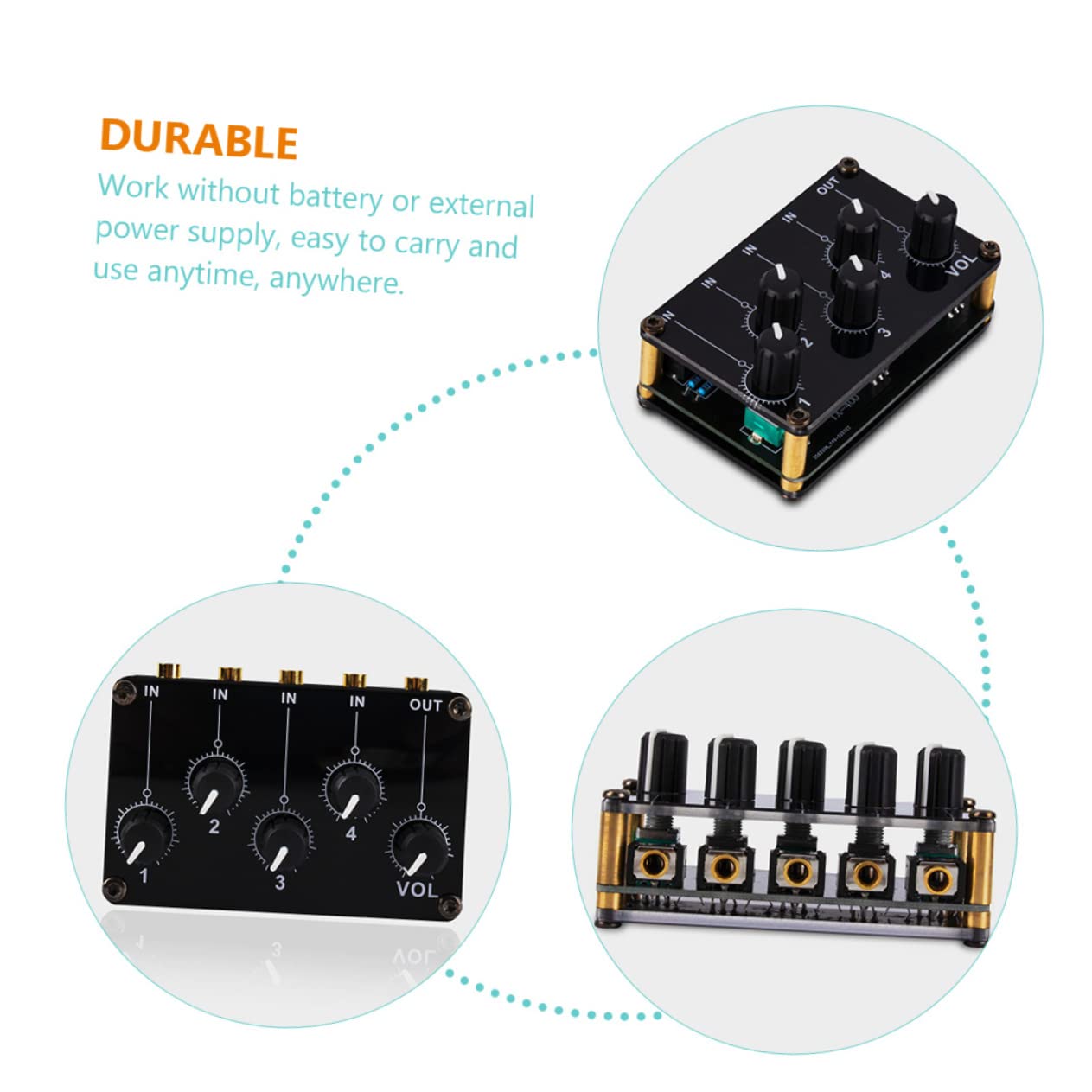 Toddmomy 2 Piezas Mezclador de Audio Estéreo Mini de Entradas Controlador de Volumen Independiente de Sonido Equipos de Estudio y Hogar
