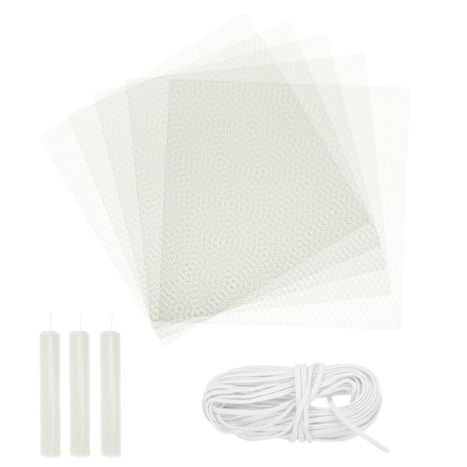 sourcing map Beeswax Candle Making Kit,8x8 Inch 5pcs White Beeswax Candle Sheets with 1pcs Cotton Wick for DIY Craft Gift Making — image 1