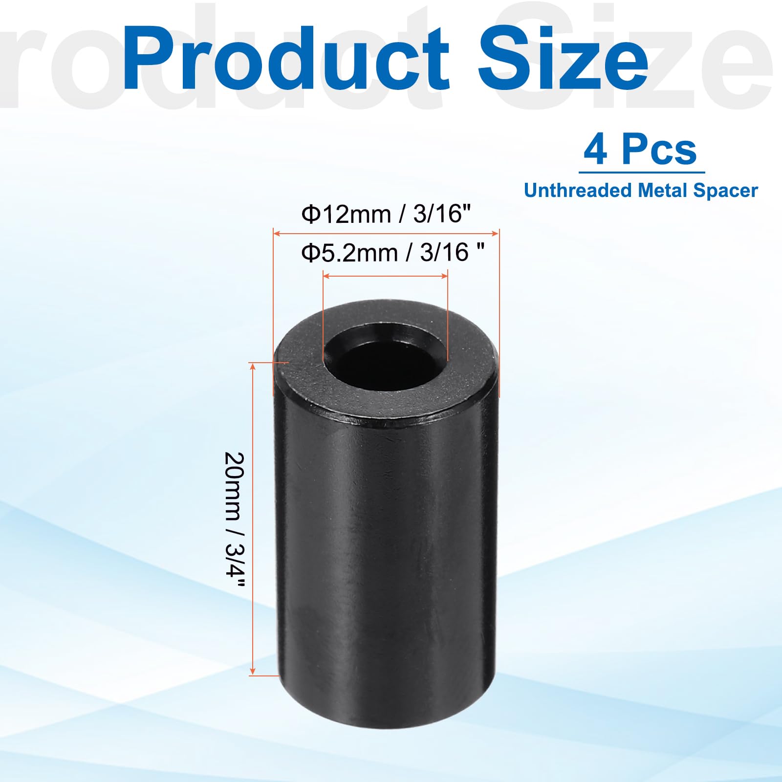PATIKIL 4pcs M5 Aluminium Spacers, 3/16" ID x 1/2" OD Round Standoff Spacer - Image 2