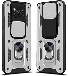 (poco x3 pro/poco x3 nfc) CamShield Shockproof Case Cover With Metal Ring Multi-function For Poco X3 Pro/Poco X3 NFC (silver)