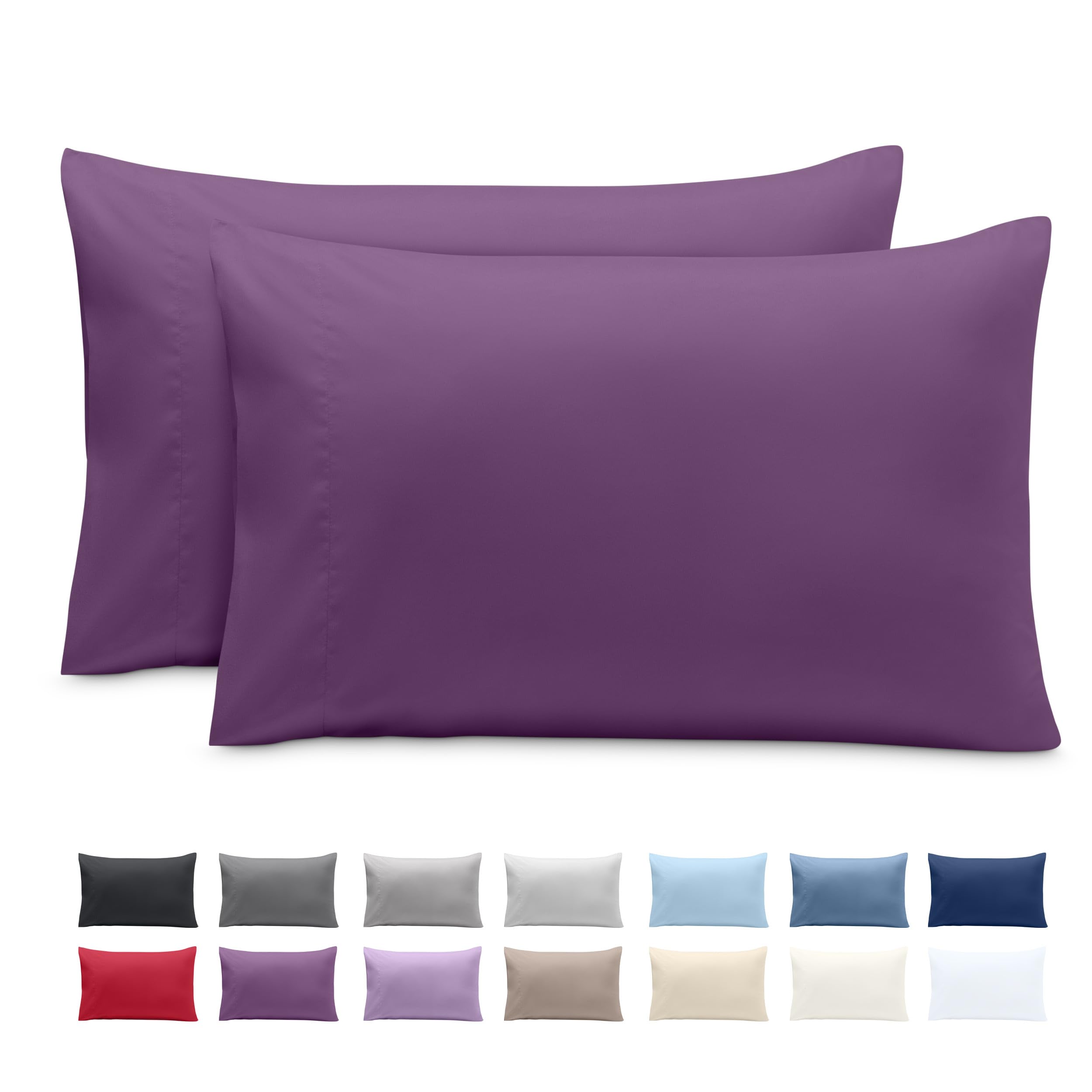 Bare Home Pillowcases Envelope (Queen Set of 2, Plum)