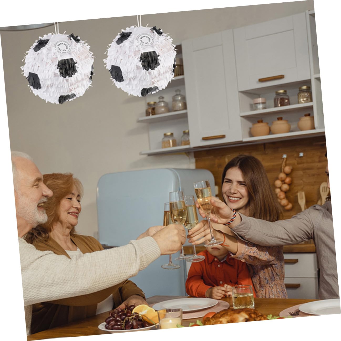 Veemoon Piñata de Fútbol de Papel Decorativo para Fiesta Infantil con Palo y Venda Juego de 3 Piezas para Entretenimiento y Diversión en Cumpleaños