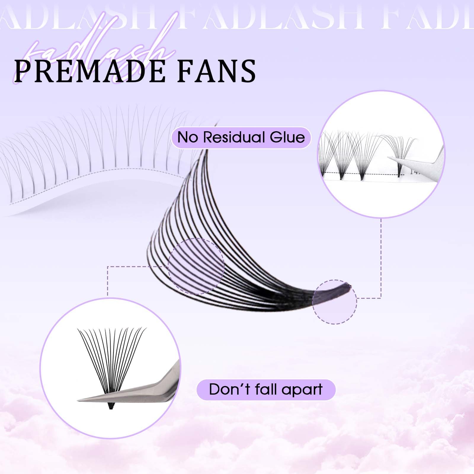 Volumen Ruso 10D 0.07mm C Curl 15mm Prefabricados Extensiones de Pestañas Volume Lashes Extension Ruso Pestañas — view 241