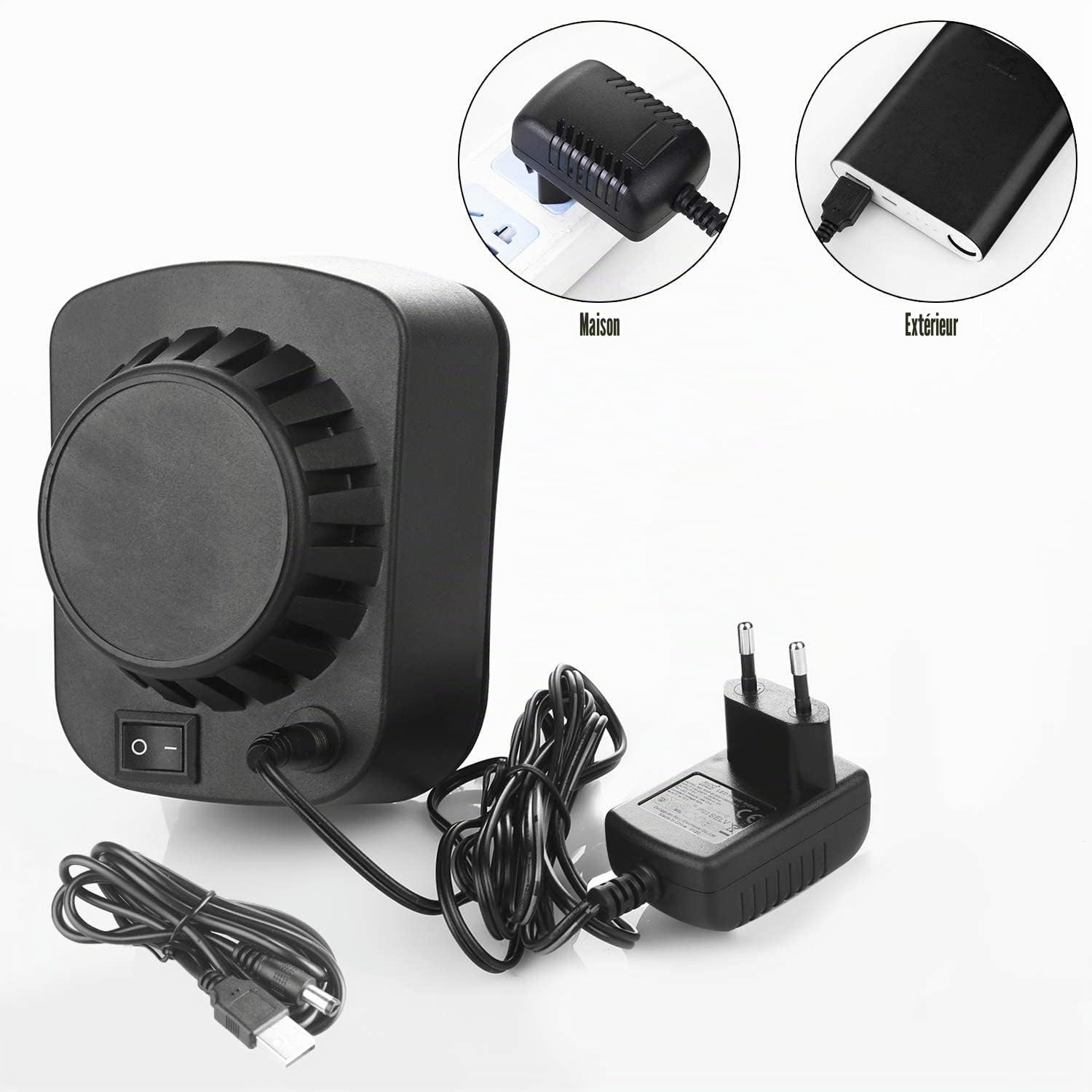 Tourne Broche Electronique avec 2 Pince à Viande, Moteur, Alimenté par USB et Adaptateur, Kit de Rôtisserie pour Grils à Gaz, Chariots de Barbecue, Longueur Ajustable 69-137cm