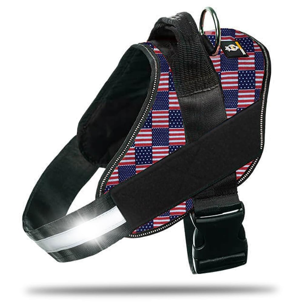DOGGYKINGDOM Non Pull Dog Harness with Patch Panels and Handle, Adjustable, Reflective, No Choke, Heavy Duty Easy On Service Dog Vest Harnesses for