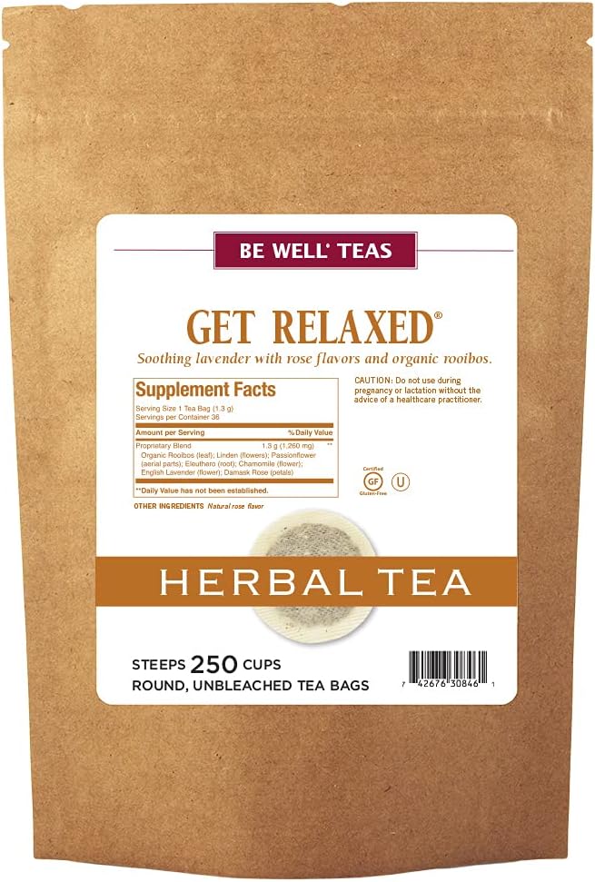 The Republic of Tea Be Well Teas No. 14, Get Relaxed Herbal Tea For Relieving Stress, Refill Pack of 250 Tea Bags