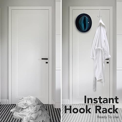 Miniatura 7 de Paquete de 2 ganchos para colgar sobre la puerta, con 3 cabezales para colgar y almohadillas de ajuste cómodo, 2 ganchos resistentes para colgar