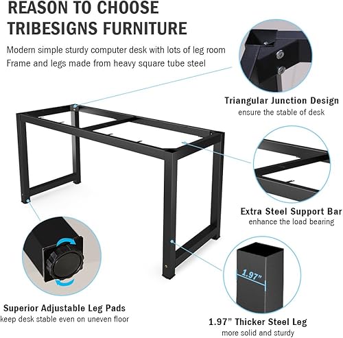 Miniatura 128 de Tribesigns - Escritorio para computadora, escritorio de oficina grande de 63 pulgadas, mesa de estudio, estación de trabajo para oficina en casa,