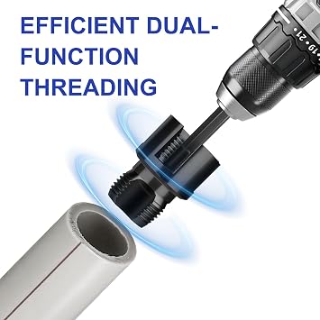 3PCS PVC Pipe Threader Kit - Dual-Function Internal & External Pipe Threading Tool for 1/2& 3/4 & 1 PVC/Plastic Pipes (Black)