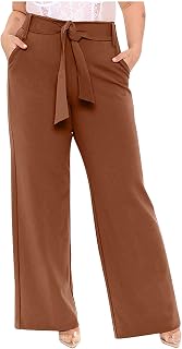 Womens High Waist Dressy Pants Waist Lace Up Wide Leg Pant Casual Palazzo Pants Soft Lounge Full Length Trousers
