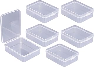6 Pack Small Plastic Box, 4.5 x 3.6 x 1.4 in Mini Storage Box with Lid, Clear Rectangular Storage Container for Jewelry, Beads, Office Supplies, Travel Toiletries, Craft Organizer